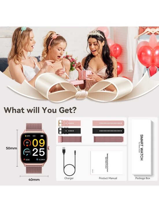 Stylish Rose Gold Smart Watch for Women - Fitness Tracker, Waterproof, Heart main image 7